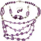 Amethyst Bracelet, Necklace and Earrings Set - Sterling Silver