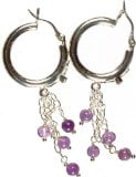Amethyst Hoops - Sterling Silver