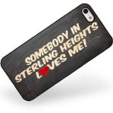 Rubber Case for iphone 5 5s Somebody in Sterling Heights Loves me, Michigan - Neonblond