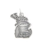 Sterling Silver One Sided State of Michigan Charm